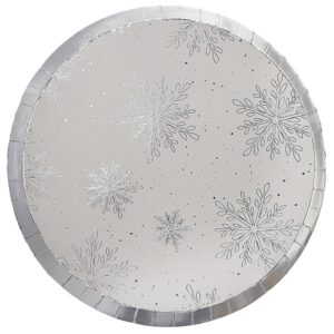 TALÍŘE papírové metalicky stříbrné Vločky 23cm 8ks