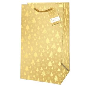 Taška dárková Piccolo Stromečky zlatá 21 x 11 x 6