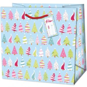 Taška dárková čtvercová Stromečky barevné 15 x 14