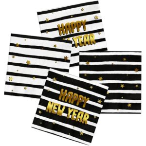 Ubrousky Happy New Year černo-zlaté 33x33 cm 20 ks