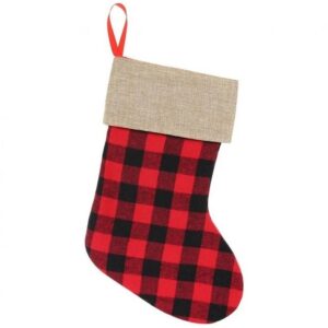 Vánoční punčocha červeno-černý kostkovaný vzor 40