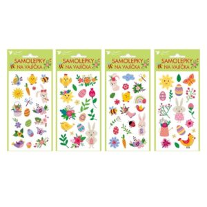 Velikonoční samolepky na vajíčka gelové 9 x 19 cm MIX