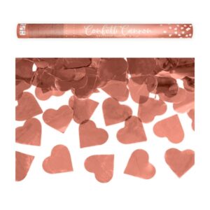 Vystřelovací konfety 60 cm - Svatební srdce růžové zlato
