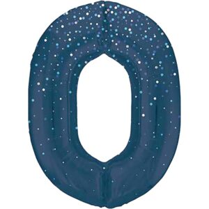 Balónek fóliový č. 0 modrý s puntíky 86 cm