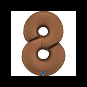 Balónek fóliový čislice 8 saténová hnědá 102 cm