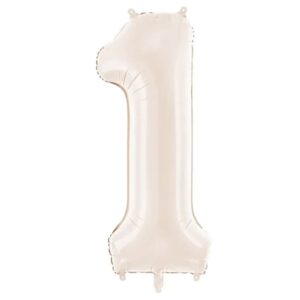 Balónek fóliový číslo 1 světle teplá béžová 86 cm