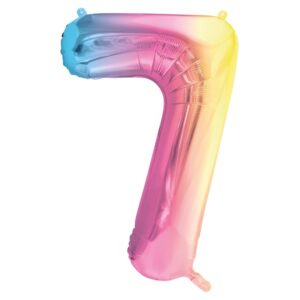Balónek fóliový číslo 7 pastelově duhový 86 cm