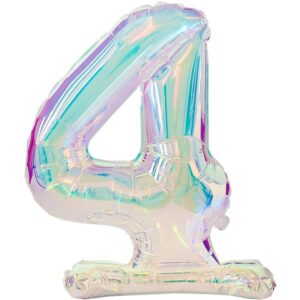 Balónek fóliový stojací číslo "4" duhová 72 cm