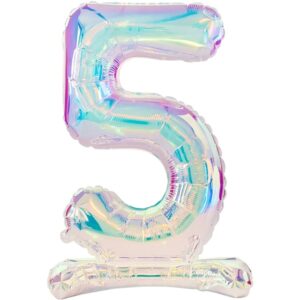 Balónek fóliový stojací číslo "5" duhová 72 cm