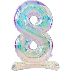 Balónek fóliový stojací číslo "8" duhová 72 cm