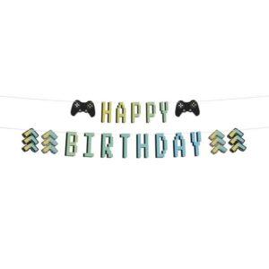 Banner "Happy Birthday" Level Up Game party 1