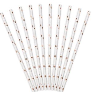 Brčka papírová hvězdičky Rose gold  bílá 19