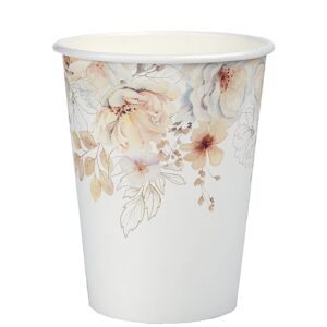 Kelímky papírové béžové květiny 270 ml 10 ks