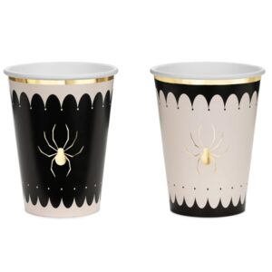 Kelímky papírové béžovo-černé s pavouky 400 ml 6 ks