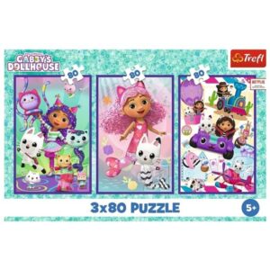 Puzzle Gabbyiny barevné dny 3v1 3x80 dílků