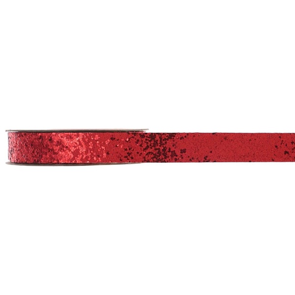 Stuha metalická červená 15mm x 5 m