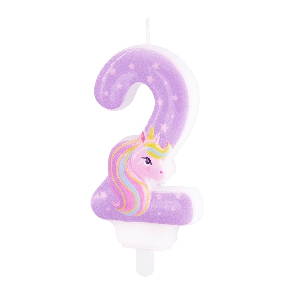 Svíčka dortová Jednorožec "2" 8 cm