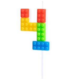 Svíčka dortová číslo 4 Lego kostičky 11 cm