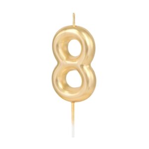 Svíčka dortová lesklá "8" zlatá 6 cm