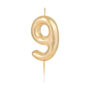 Svíčka dortová lesklá "9" zlatá 6 cm