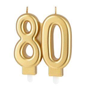 Svíčka narozeninová "80" zlatá 8 cm