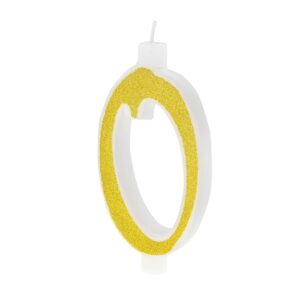 Svíčka narozeninová číslo "0" třpytivá zlatá 13 cm