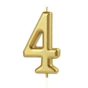 Svíčka narozeninová číslo "4" zlatá 7 cm