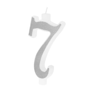 Svíčka narozeninová číslo "7" třpytivá stříbrná 13 cm