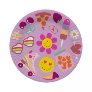 Talíře papírové růžové Boho Girlz 23 cm 8 ks