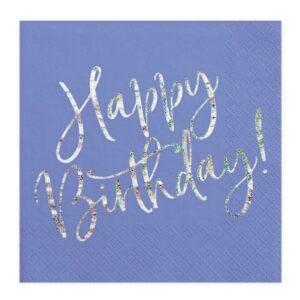 UBROUSKY Happy Birthday holografické modré  33x33