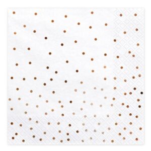 Ubrousky bílé s růžovozlatými tečkami 33x33cm