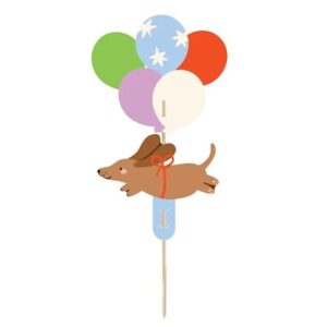 Zápich na dort Jezevčík s balónky 17 cm