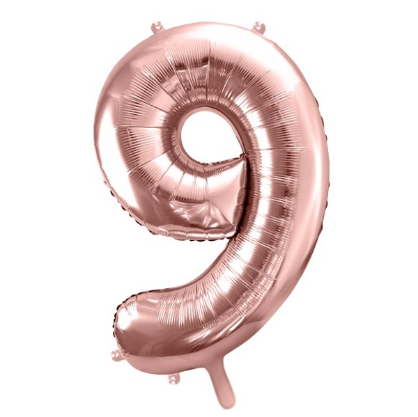 Balónek číslo rose gold 9 foliové 86 cm