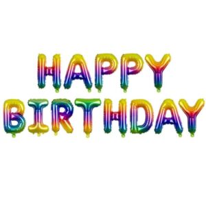Balónek fóliový nápis Happy Birthday duhový 35 x 340 cm