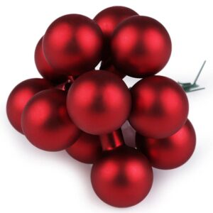 Baňka ozdobná na drátku červená matná 12 ks