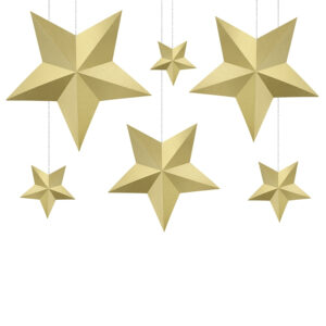 Dekorace závěsné hvězdy zlaté 6 ks
