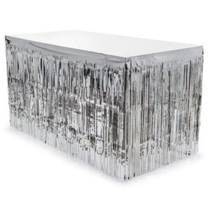 Stolová sukně třásňová stříbrná 300x80 cm