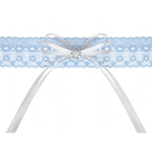 Svatební podvazek krajkový modrý