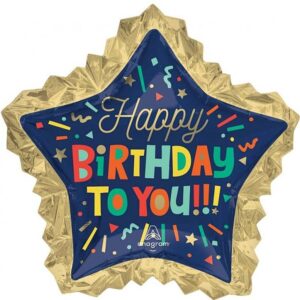 Balónek fóliový hvězda HB se zlatým lemem 46cm