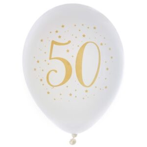 Balónky latexové "50" bílé 8 ks