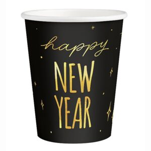 Kelímky papírové HNY černo-zlaté 220ml 6ks