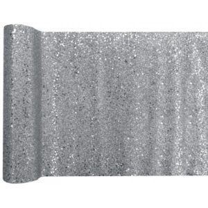 ŠERPA stolová s glitry stříbrná 28 cm 1 ks