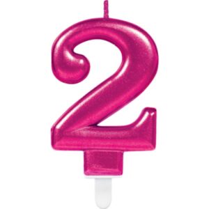 SVÍČKA číslice 2 růžová 9