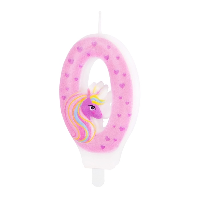 Svíčka dortová Jednorožec "0" 8 cm