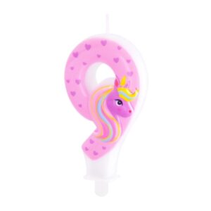 Svíčka dortová Jednorožec "9" 8 cm
