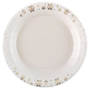 Talíře papírové slonová kost se zlatými vločkami 23cm 10ks