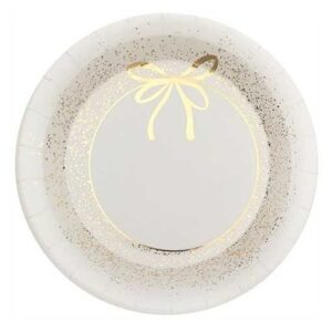 Talíře slonová kost se zlatou mašličkou 23cm 10 ks