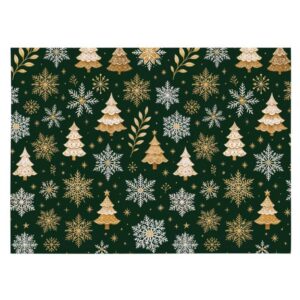 Balící papír zelený se zlatými stromky 100x70 cm