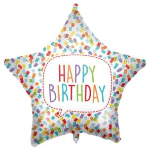 Balónek fóliový HB hvězda barevné konfety 46 cm