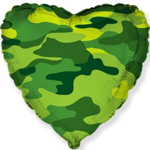 Balónek fóliový srdce s vojenským motivem 46 cm